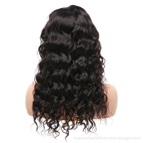 Xuchang Huashuo Factory Price Deep Wave Curl Brazilian Hair 4*4 Lace Closure wig